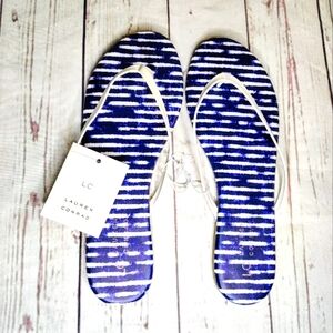 LC Lauren Conrad Honey 2 Navy & White Stripe Flip Flop Sandals